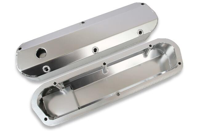 Mr. Gasket fabricated aluminum valve covers silver Ford black 6843G