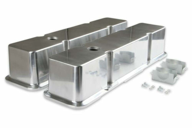 Mr. Gasket aluminum tall style valve covers polished Chevy steel 6854