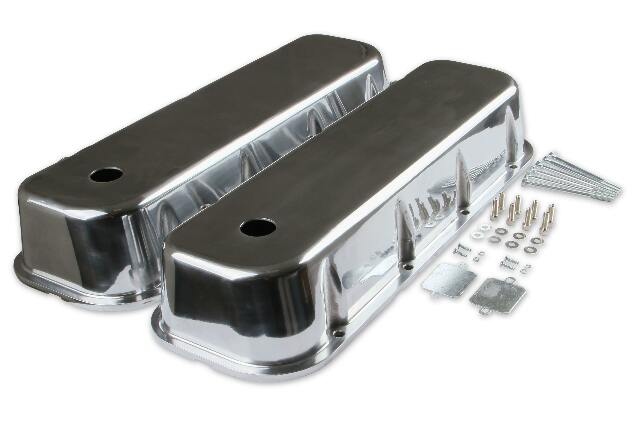Mr. Gasket cast aluminum tall valve covers polished BBC Chevy 6858G
