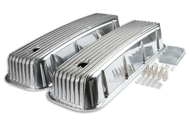 Mr. Gasket cast aluminum tall valve covers polished BBC Chevy 6859G