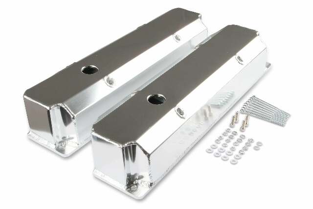 Mr. Gasket fabricated aluminum valve covers silver finish Ford black 6864G