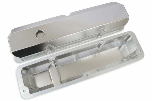 Mr. Gasket fabricated aluminum valve covers silver finish Ford black 6872G