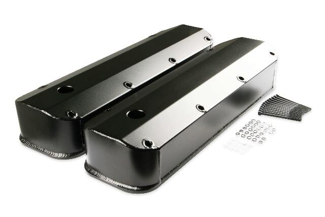 Mr. Gasket Fabricated Aluminum Valve Covers - Black Finish - 6880BG