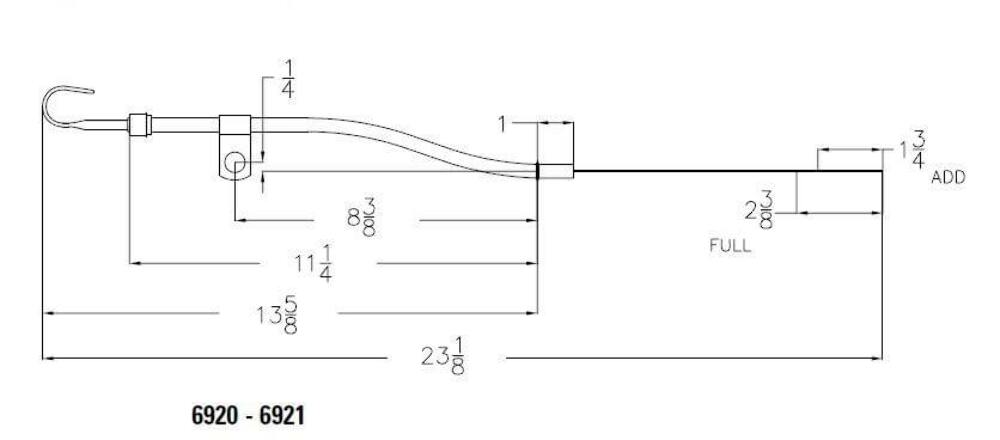 Mr. Gasket engine oil dipstick and tube chrome Ford steel 6921