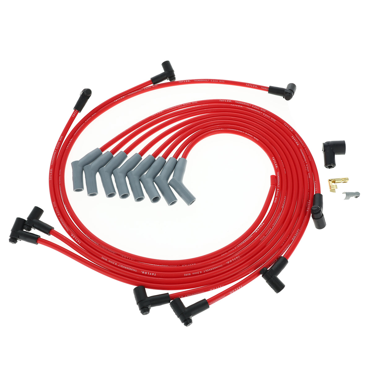 Spark Plug Wire Set Universal 8.2mm Silicone Thundervolt 40 ohm/ft Red 86232