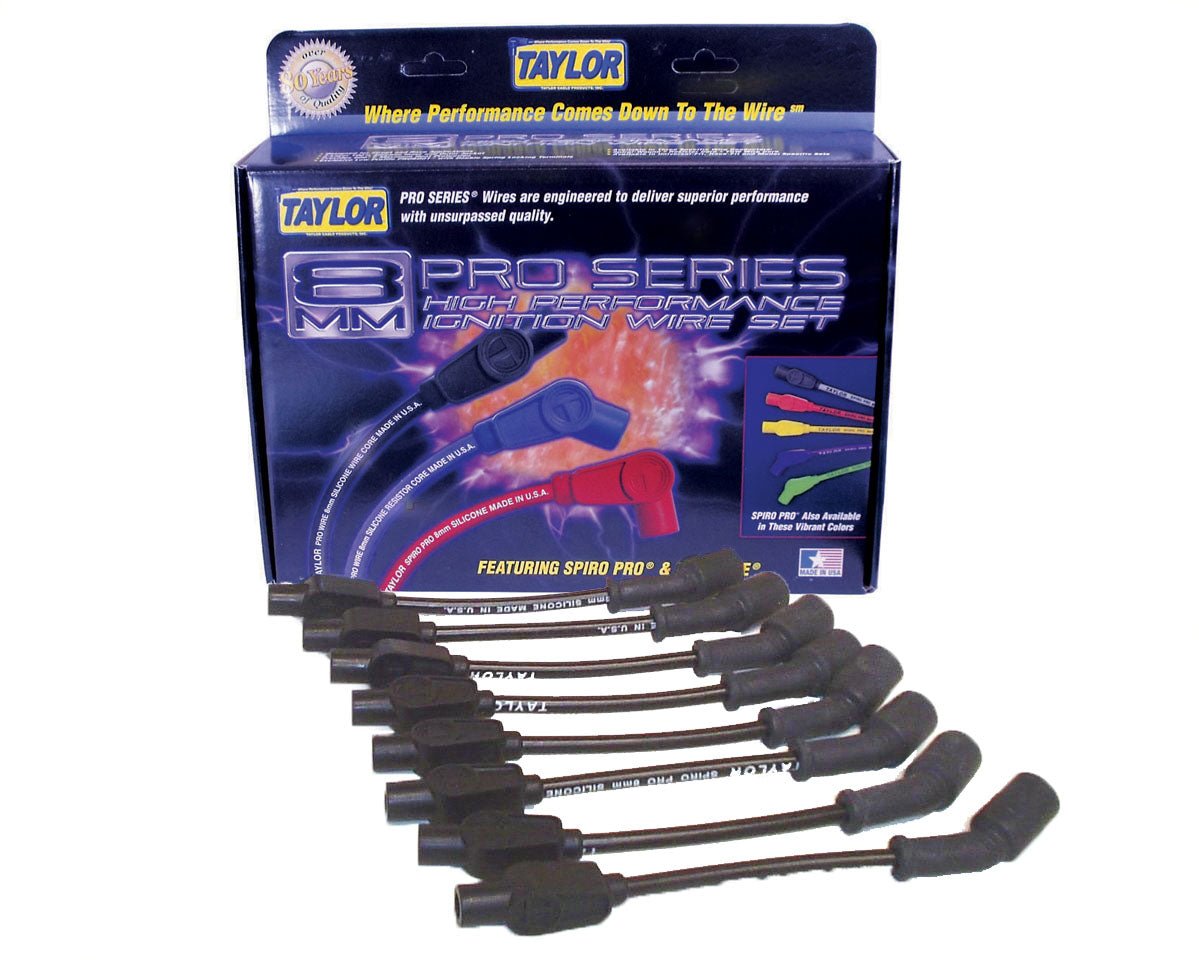 Spark Plug Wire Set Universal 8mm Silicone Spiro Pro 180? 350 ohm/ft Black 72061