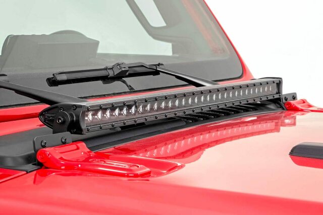 Fits Jeep Gladiator JT(18-24) LED Light Hood Mount 30" Black Single Row 70054