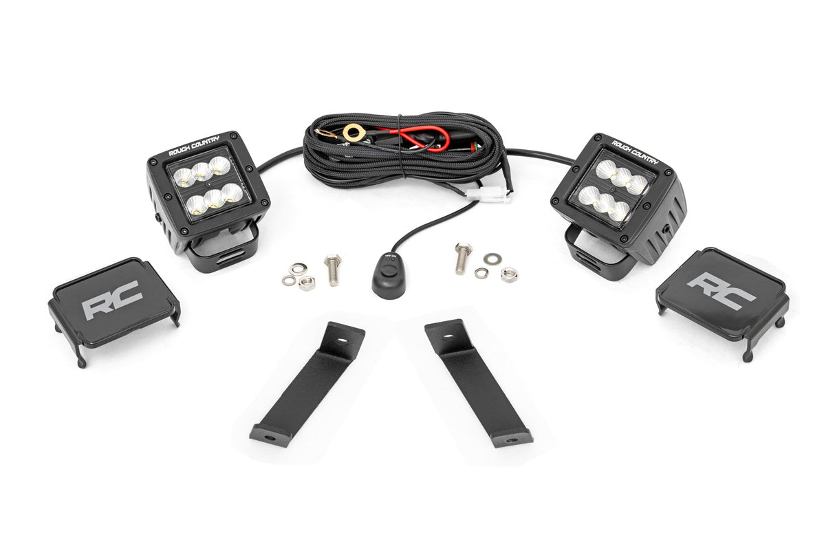 Fits Jeep Cherokee KL (14-21) LED Light Kit; Ditch Mount; 2" Black Pair;  70079