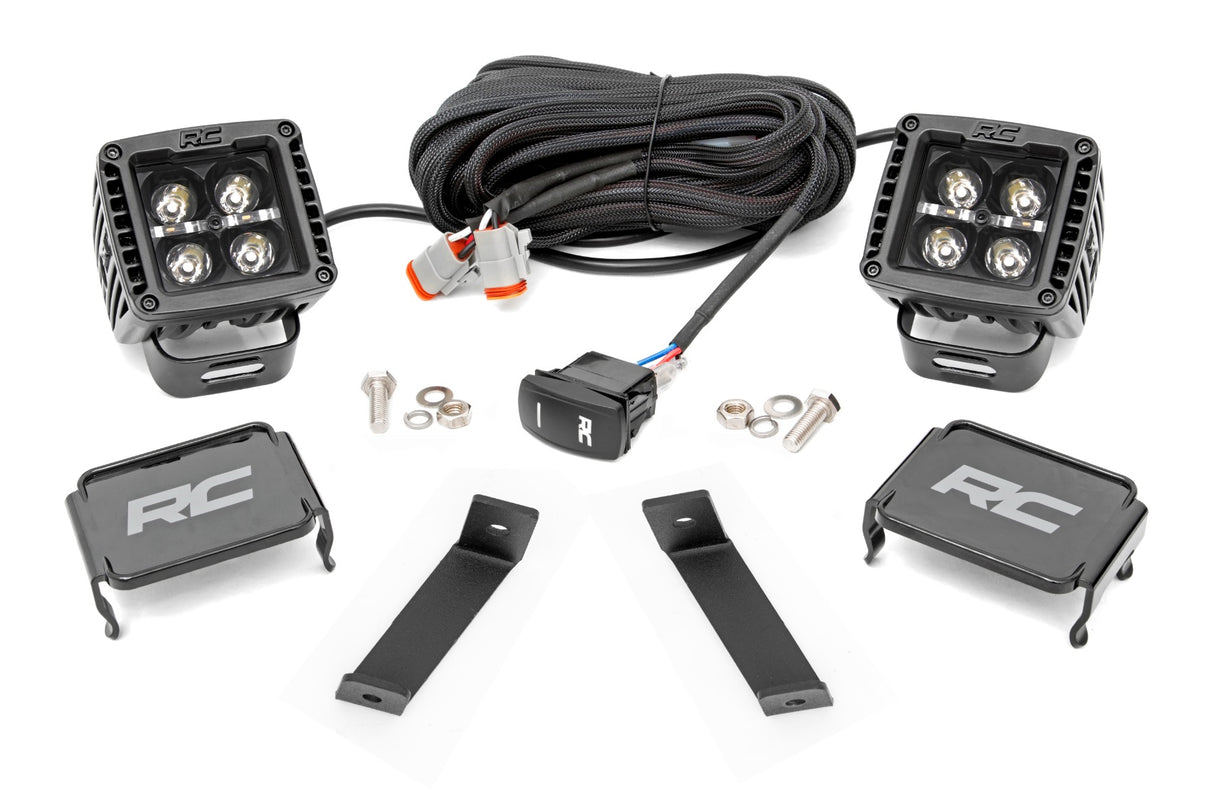 Fits Jeep Cherokee KL(14-21) LED Light Ditch Mount 2" Black Pair White DRL 70080
