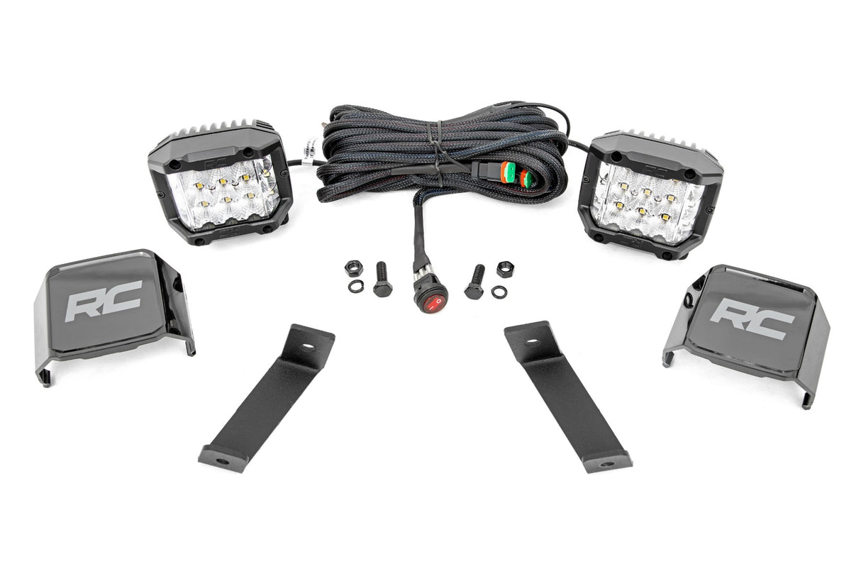 Fits Jeep Cherokee KL (14-21) LED Light Kit; Ditch Mount; 3" OSRAM; Wide; 70082