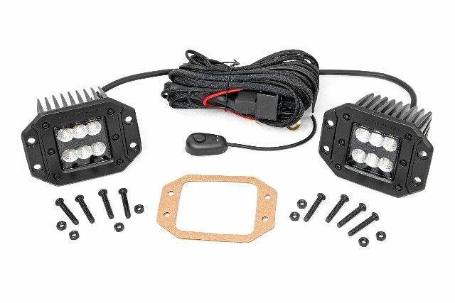 2 Inch Black Series LED Light Pods; Pair; Flood; Flush Mount 70113BL