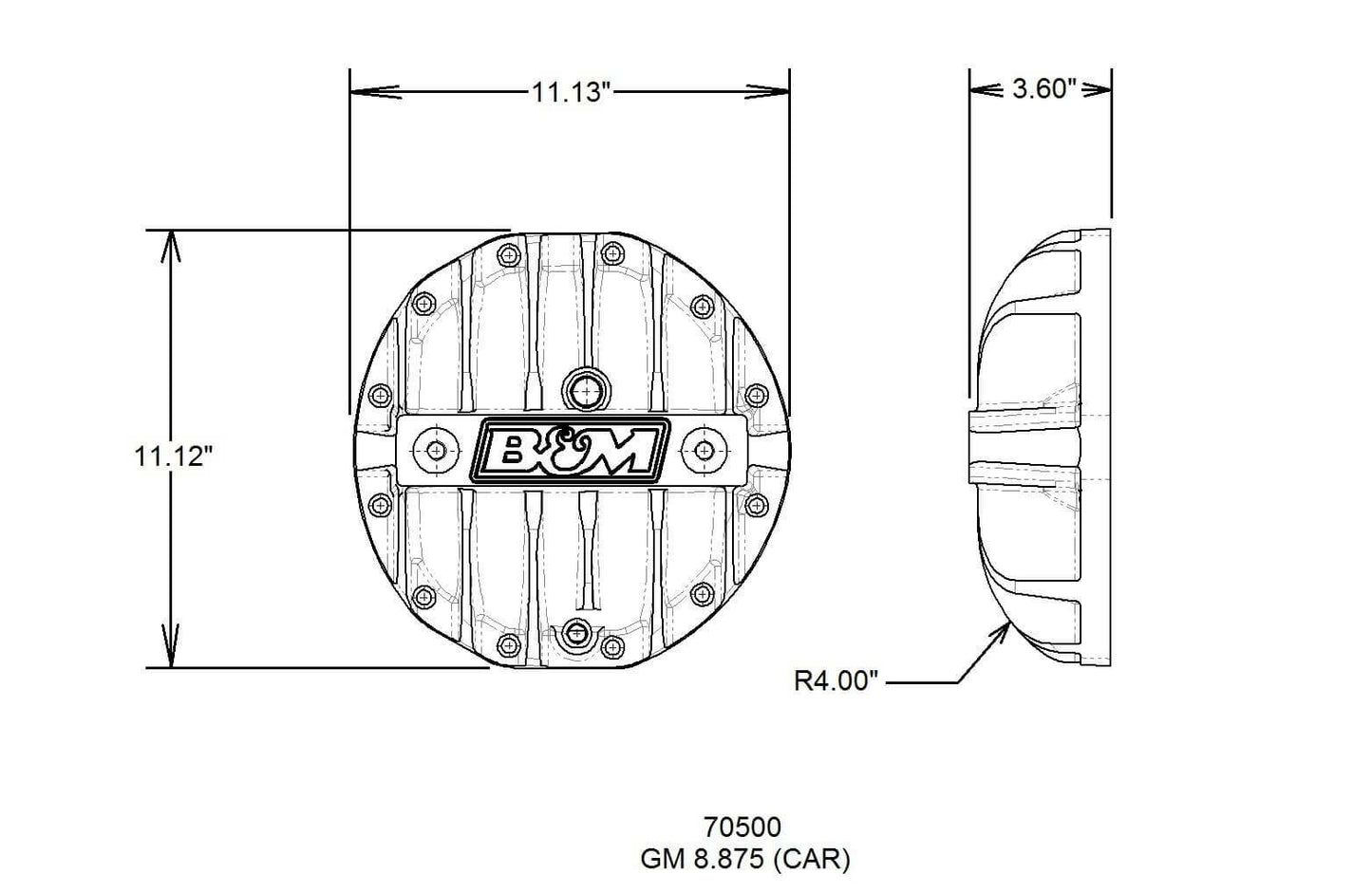 B&M Hi-Tek Aluminum Differential Cover for GM 8.875-inch 12-bolt Car - 70500