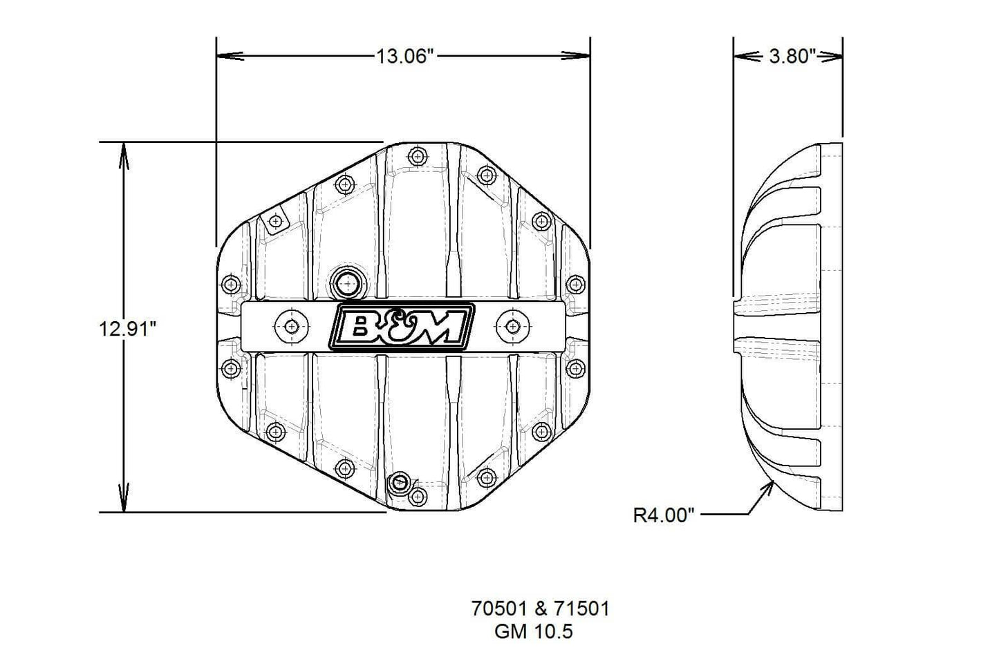 B&M Hi-Tek Aluminum Differential Cover for GM Corporate 14-bolt(10.5-inch)-70501