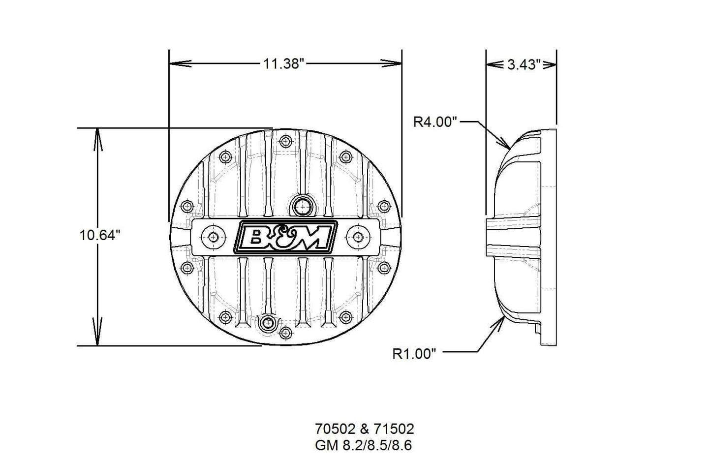 B&M Hi-Tek Aluminum Differential Cover for GM 10-bolt - 70502