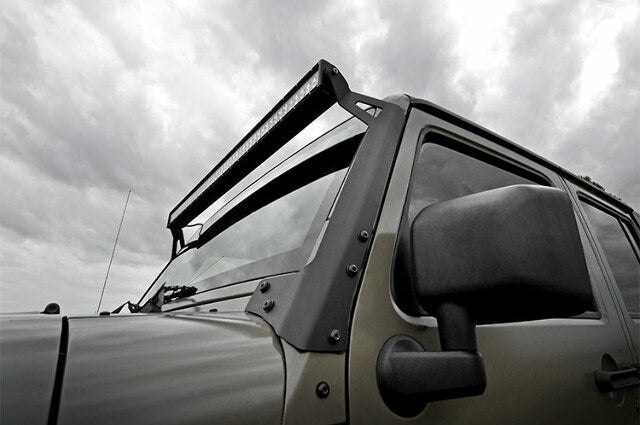 Fits Wrangler JK(07-18) LED Light Windshield Mnt 50" Black Dual DRL 70504BLDRL