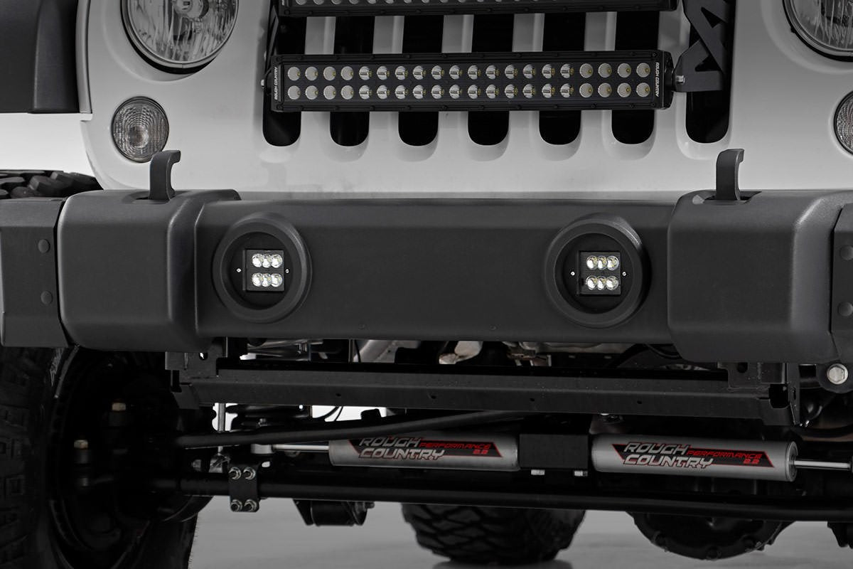Fits Jeep Wrangler JK (10-18) LED Light Kit; Fog Mount; 2" Black Pair; 70630