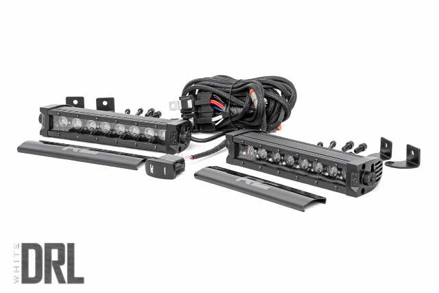 8 Inch Black Series LED Light Bar; Single Row; Cool White DRL; Pair 70728BLDRL