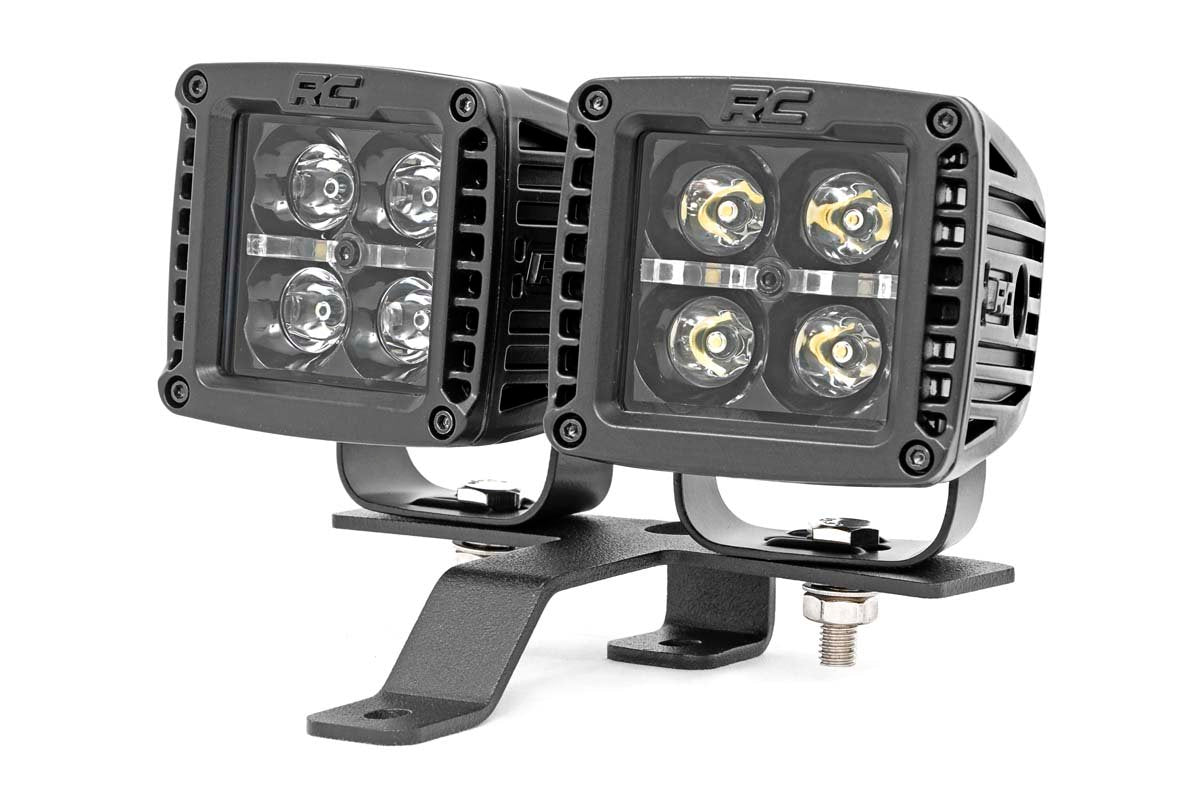 Fits Gladiator JT(18-24) Quad LED Light Cowl Mount 2" Black Pairs Spot 70822