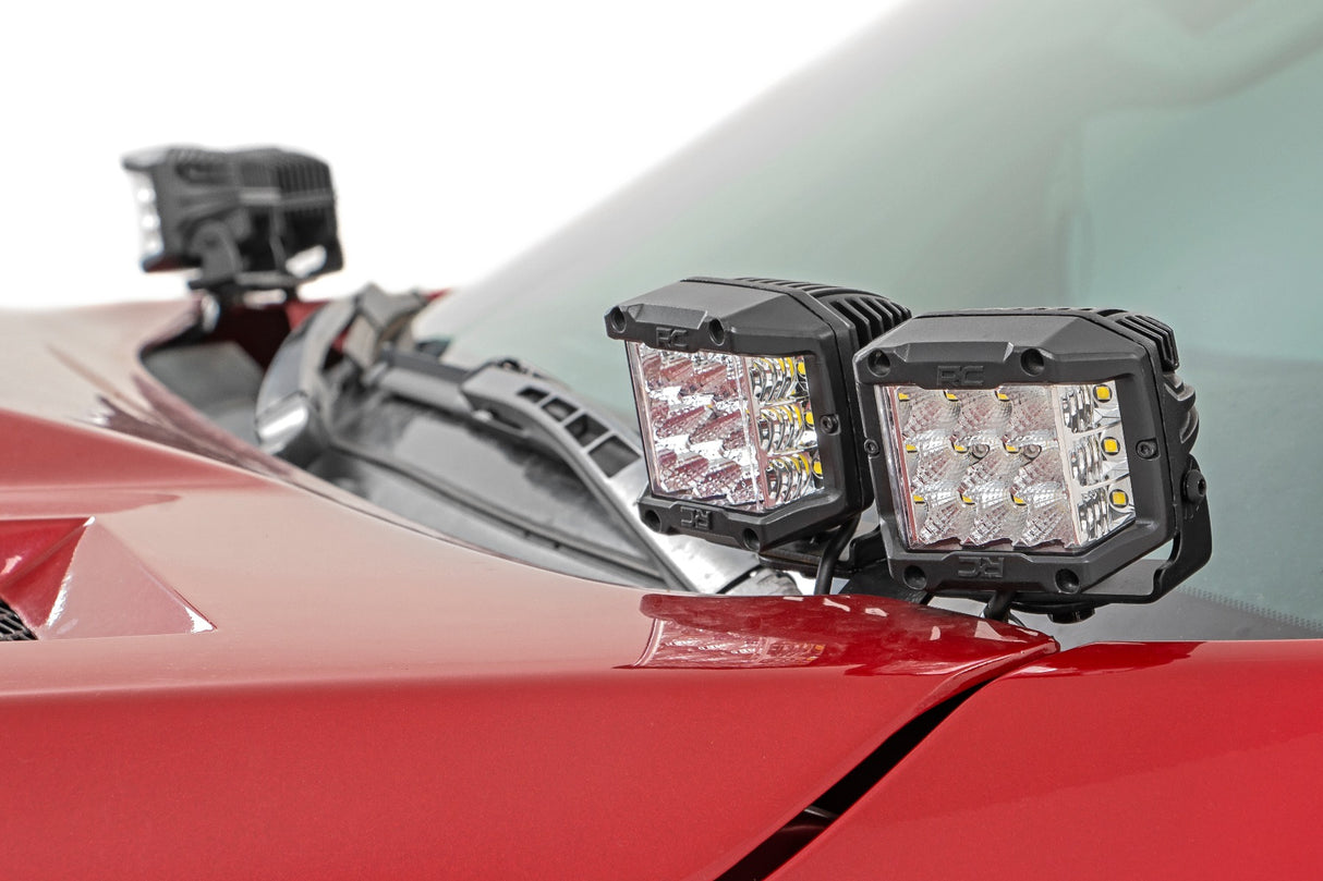 Fits Tundra(14-21) LED Light Ditch Mount Dual 2" Black Pairs White DRL 70837