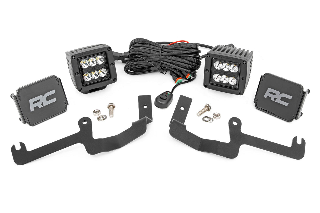 Fits Chevy Silverado 1500(19-24) LED Light Ditch Mount 2" Black Pair Spot 70841