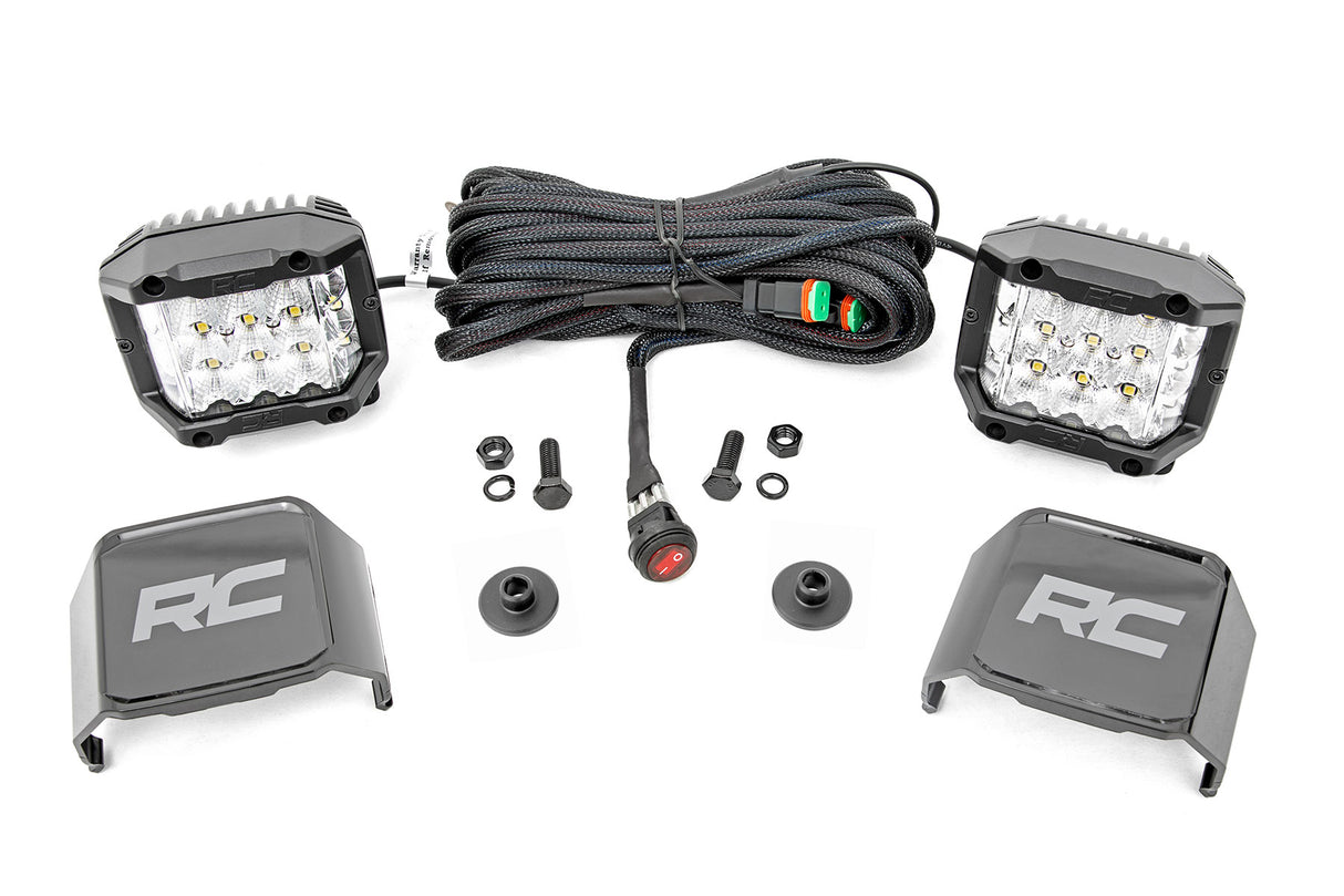 Fits Ford Bronco 4WD (21-24) LED Light Kit Ditch Mount 2" Chrome Pair Wide 71050
