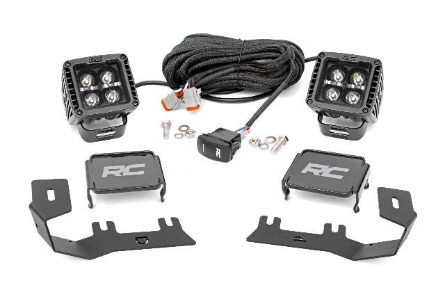 Fits Chevy 1500(14-18 &Classic) LED Ditch Light 2in Black Pair White DRL 71054