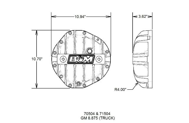 Hi-Tek Aluminum DifferentialCover for GM 8.875inch 12-bolt Truck-Black aluminum black anodized