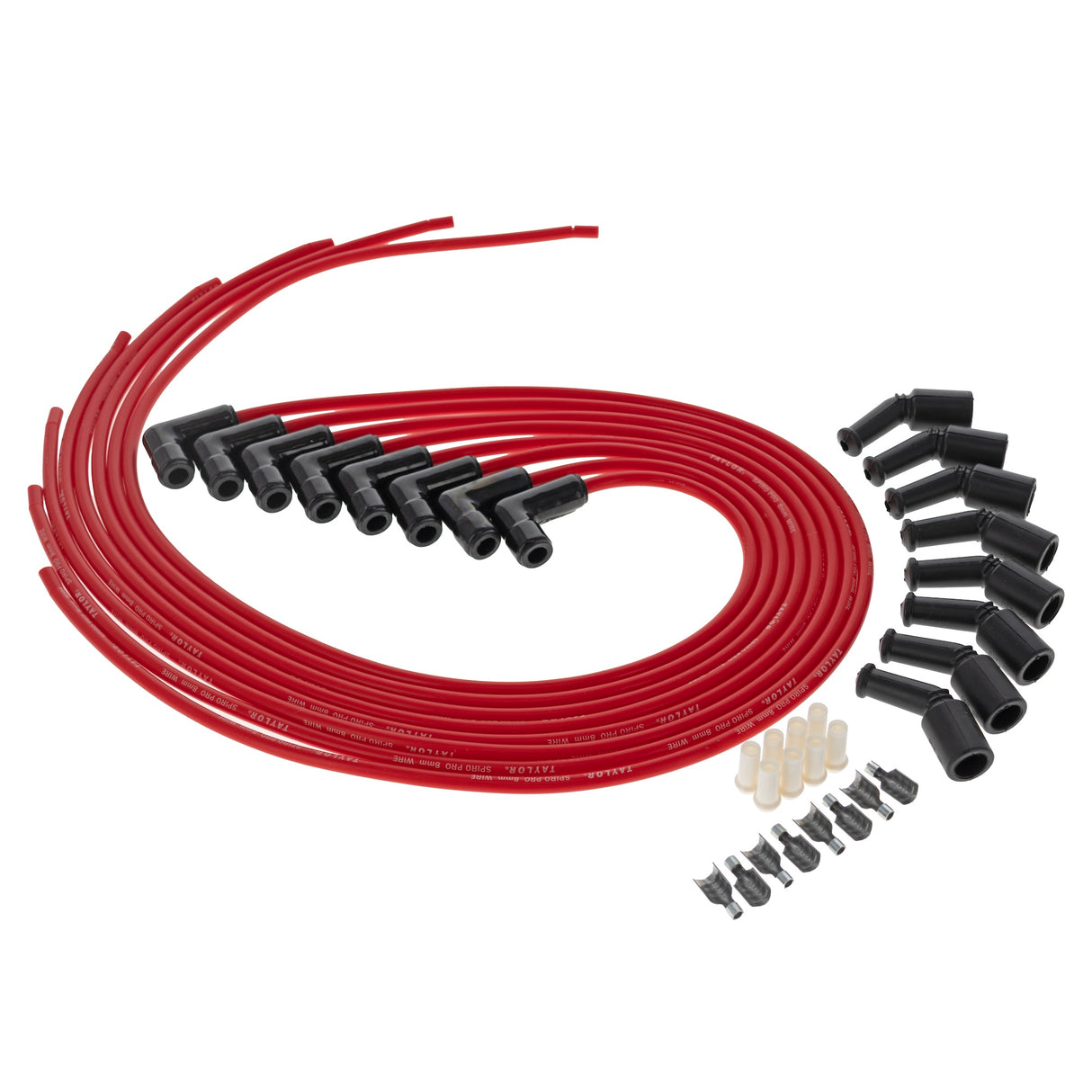 Spark Plug Wire Set Universal Silicone Spiro Pro 8mm 90? 350 ohm/ft Red 75261-B