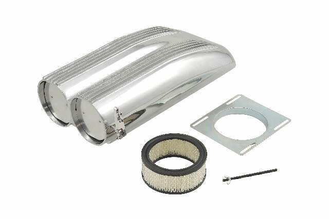 Mr. Gasket air scoop double barrel shotgun style scoop polished aluminum 8008MRG carburetor 2493