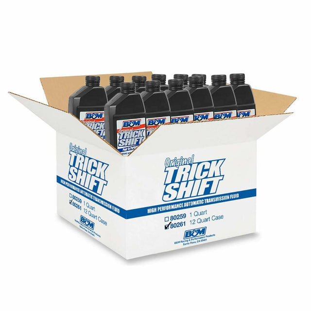 Trick Shift Automatic Transmission Fluid - Case of 12 Quart Bottles black anodized