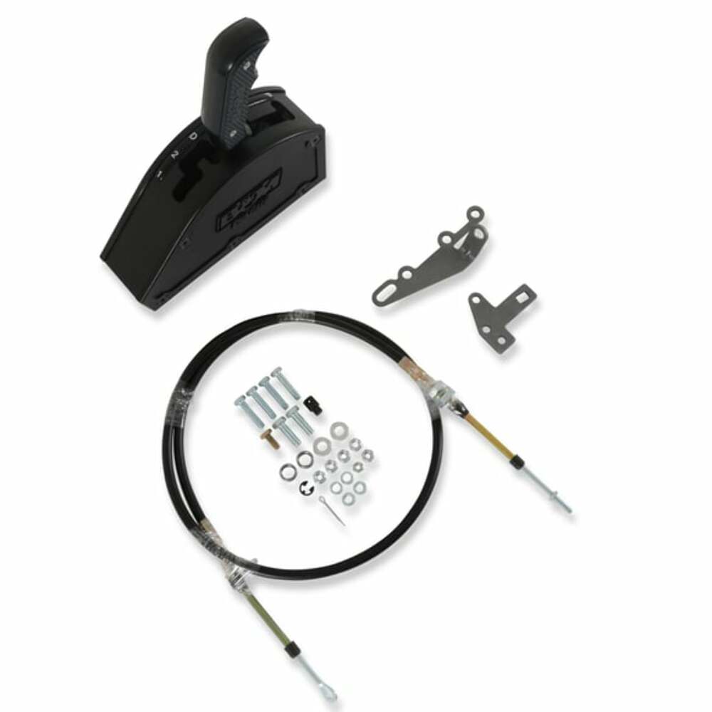 Fits 3-Speed Gm Auto Transmissions-Rear Cable Exit-Forward Shift Pattern stainless steel black