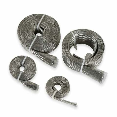 Mr. Gasket flex braid hose sleeve kit silver aluminum steel 8092