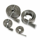 Mr. Gasket flex braid hose sleeve kit silver aluminum steel 8092