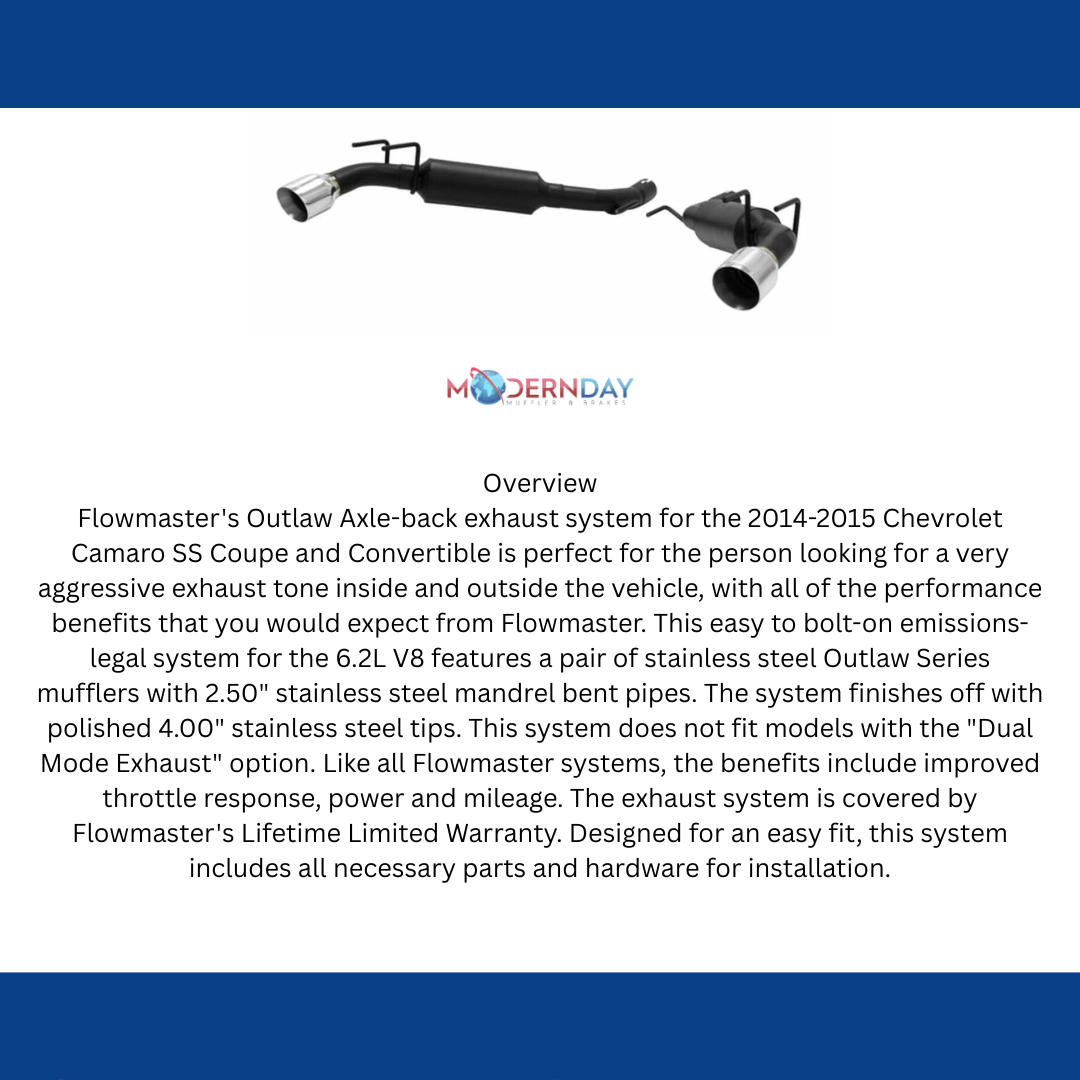 Exhaust system for 2014-2015 Chevy Camaro Exhaust Stainless