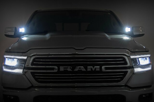 Fits Ram 1500 2&4WD (19-25) LED Light Kit Ditch Mount 2" Black Pair Spot 82290