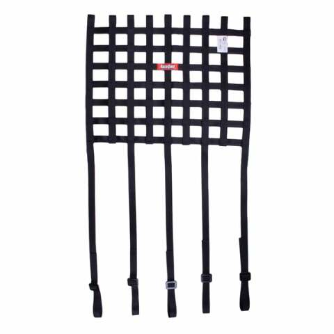 RaceQuip SFI ribbon window net 18 x 24 inch 1 inch SFI 27.1 strap mounts 825005RQP