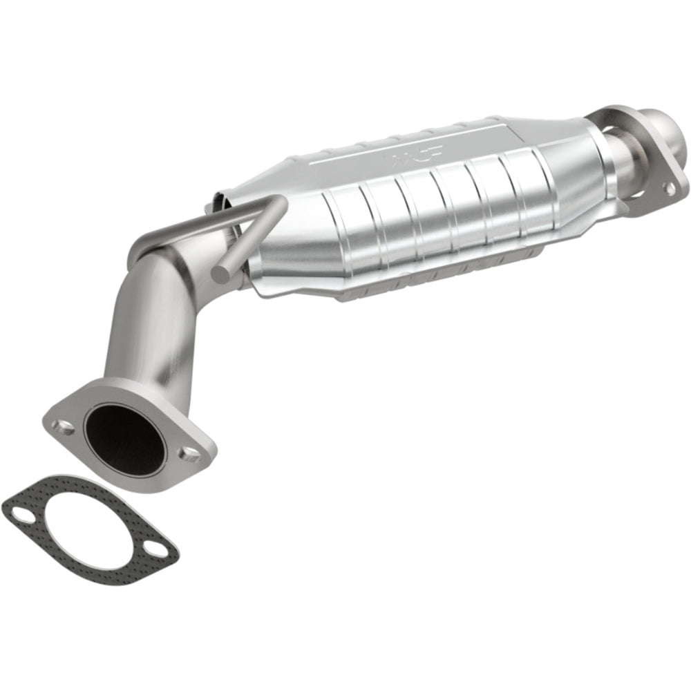 MagnaFlow direct-fit catalytic converter fits 1984-1988 Ford Thunderbird 3.8L and 1984-1988 Mercury Cougar 3.8L 3.8 inch inlet/outlet stainless steel CARB compliant 338366