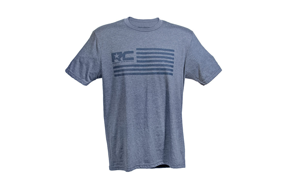Rough Country T-Shirt - American Flag - Blue - LG - 84079LG