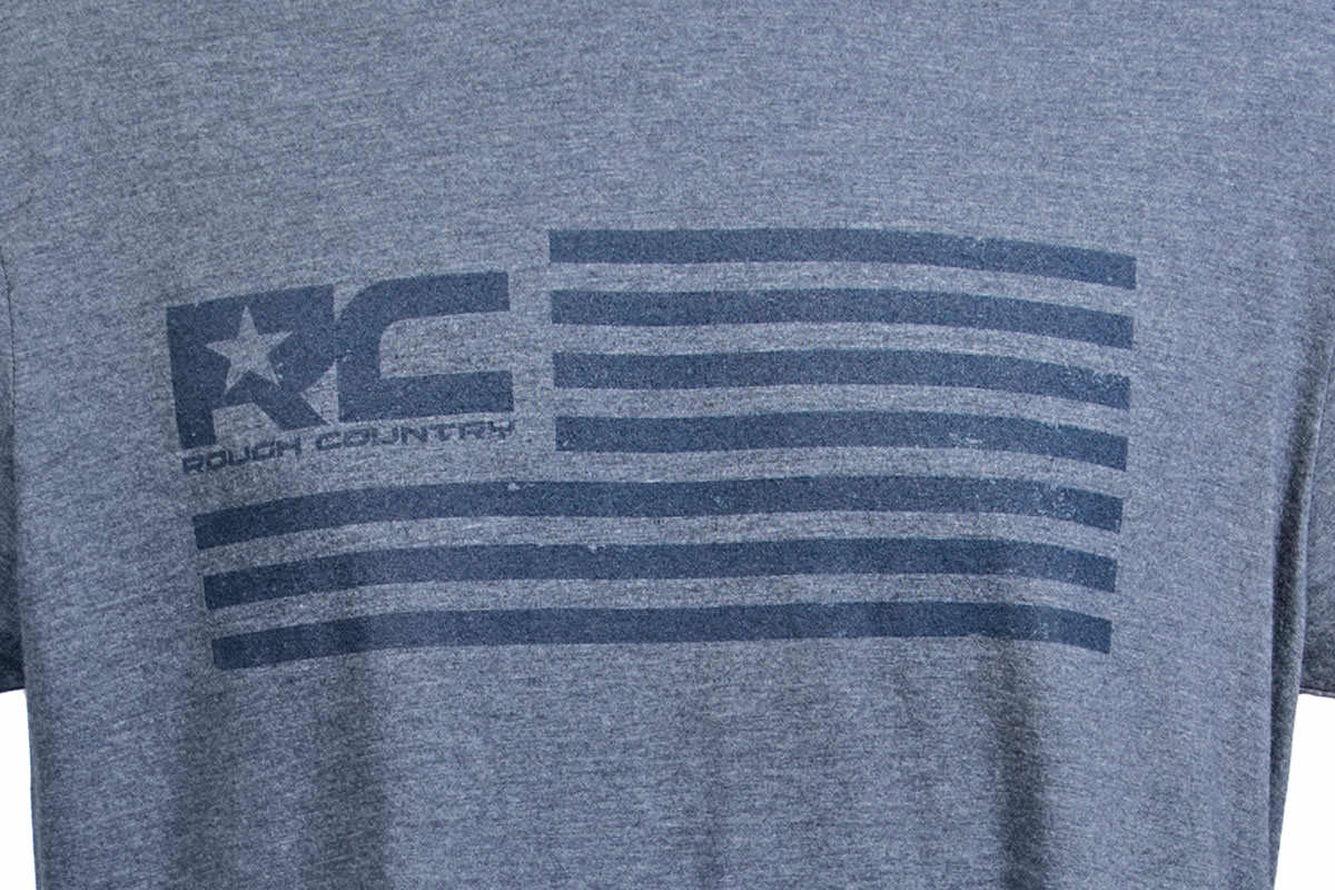 Rough Country T-Shirt - American Flag - Blue - LG - 84079LG