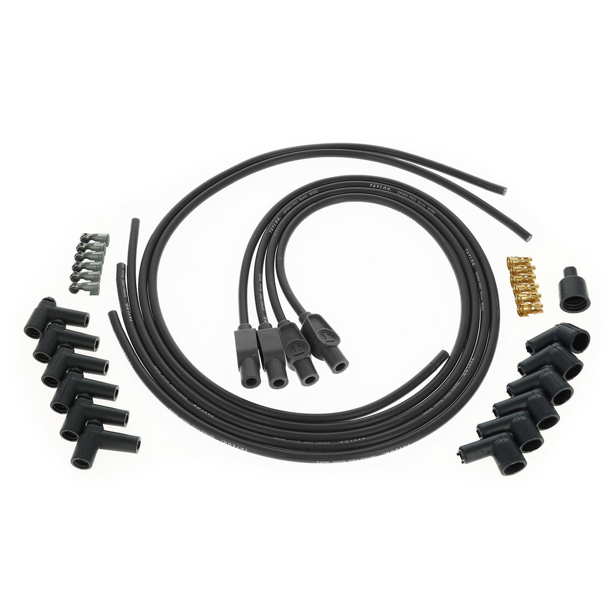 Spark Plug Wire Set Universal 8mm Silicone Spiro Pro 180? 350 ohm/ft Black 73035