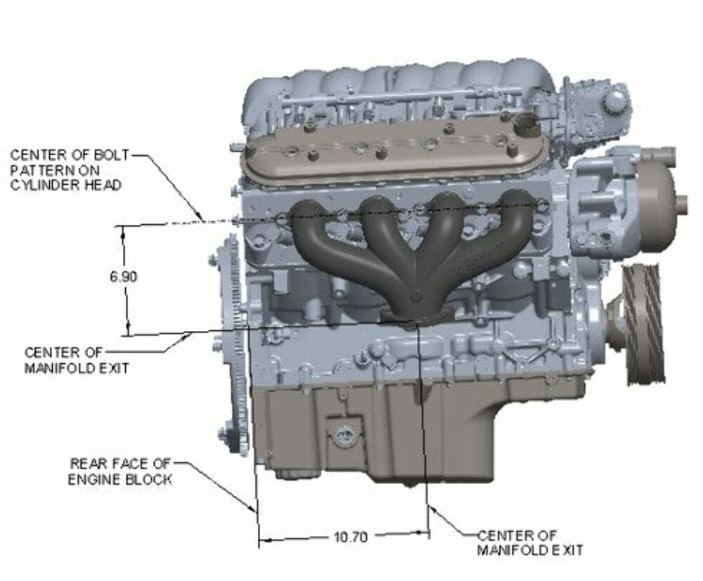 LS Swap Exhaust Manifolds -Center Dump-Silver Ceramic-Multi-Fit-2.50-8504-1HKR