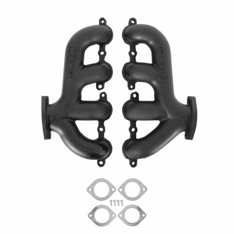 Hooker BlackHeart LS Swap Exhaust Manifolds-Rear Dump-Black - 8505-3HKR