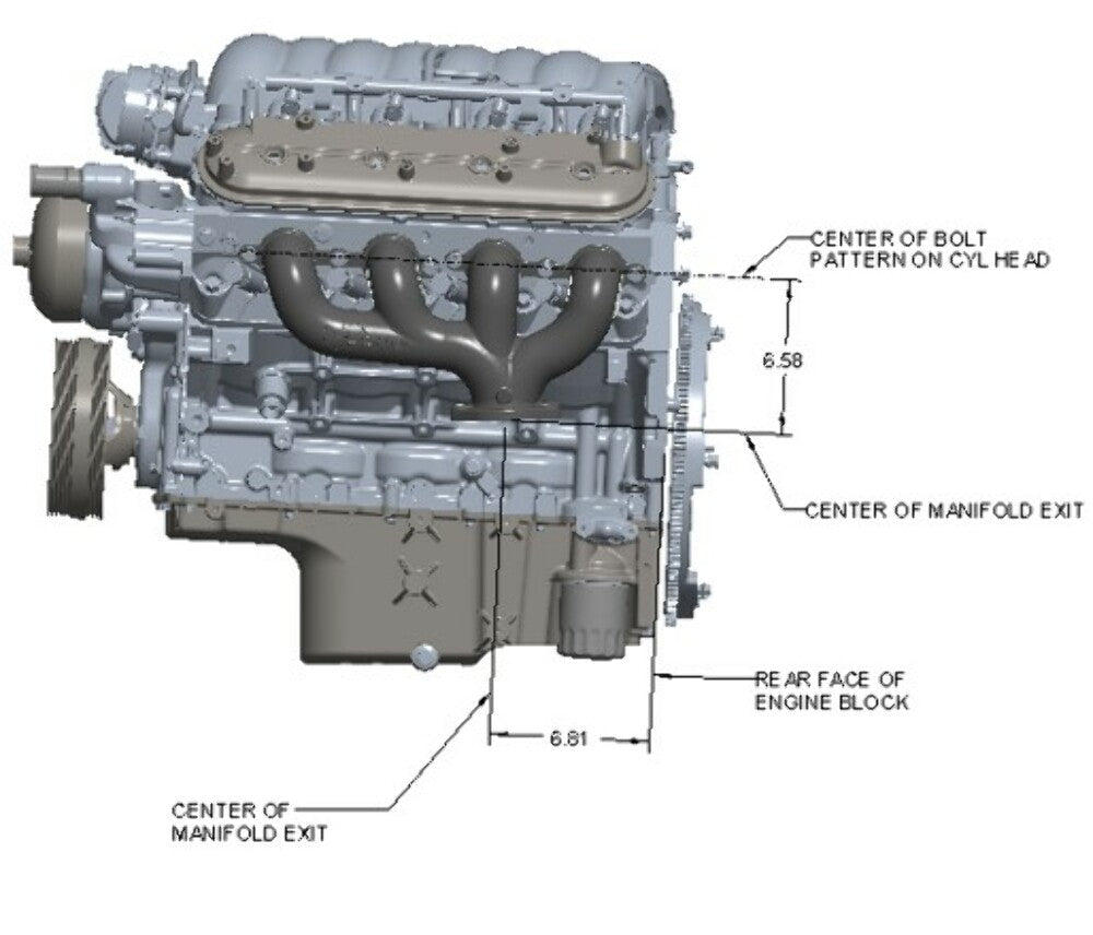 BlackHeart LS Swap Exhaust Manifolds-Rear Dump-Natural Cast - 8505HKR