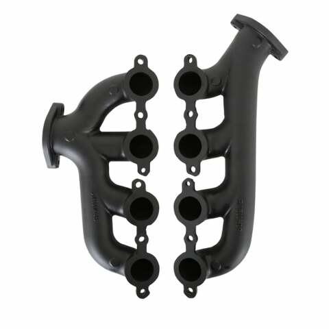 Hooker BlackHeart LS Swap Exhaust Manifolds-Rear Dump SBC Exit-Black - 8506-3HKR