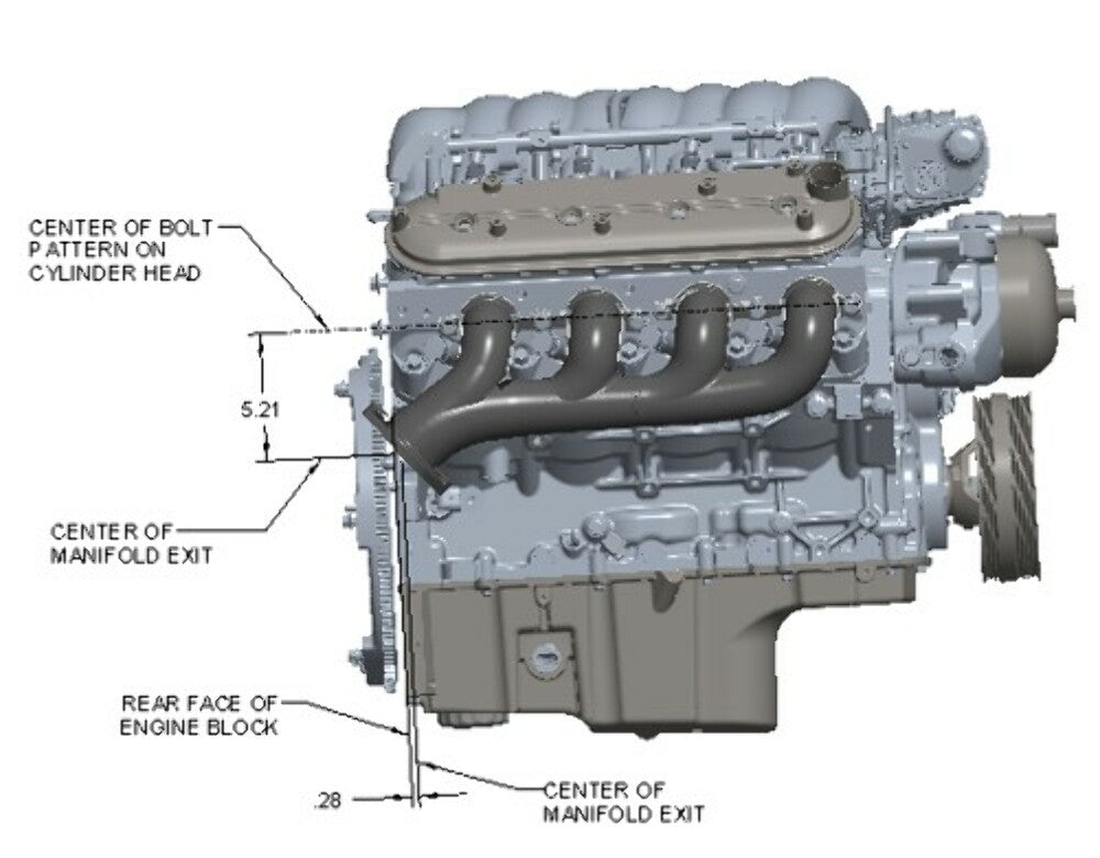 BlackHeart LS Swap Exhaust Manifolds-Rear Dump SBC Exit-Black - 8506-3HKR