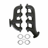 Hooker BlackHeart LS Swap Exhaust Manifolds-Rear Dump SBC Exit-Black - 8506-3HKR