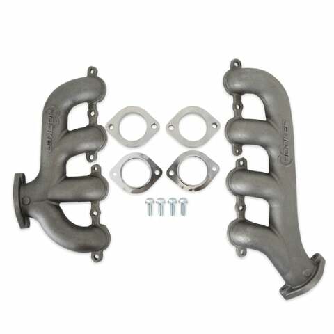 Hooker BlackHeart LS Swap Exhaust Manifolds - Rear Dump SBC Exit-Natural 8506HKR