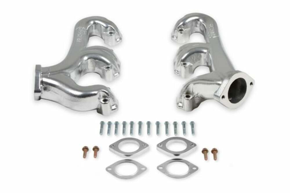 Fits Small Block Chevy,2.5" collector-Silver Ceramic, Exhaust Manifold 8525-1HKR
