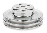 Mr. Gasket chrome water pump pulley double groove Ford black steel 8831