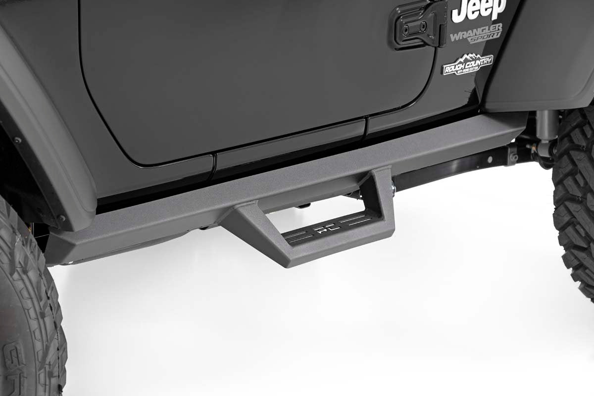 Fits Jeep Wrangler JL 4WD (2018-2024) Contoured Drop Steps; 2 Door; 90761